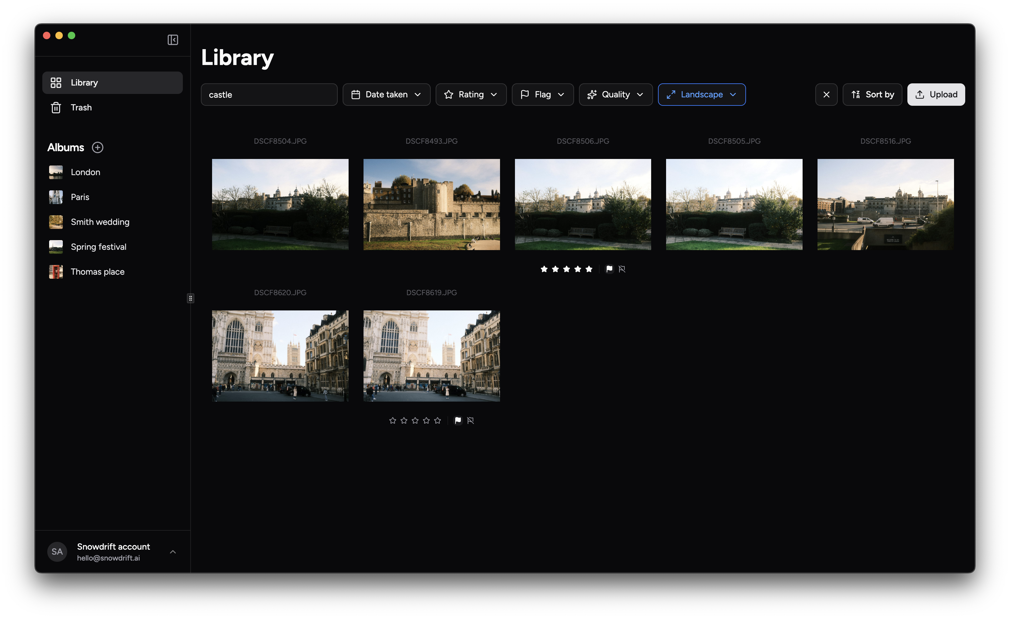 Snowdrift search results for 'castle' filtered to landscape orientation